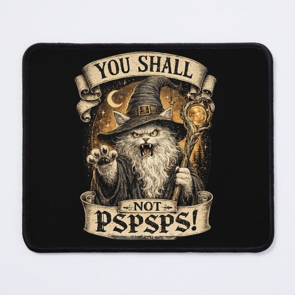 Item preview, You Shall Not PSPSPS Funny Vintage Wizard Cat – Grumpy Magic Cat gift designed and sold by Bright08.