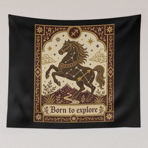 Item preview, Sagittarius Zodiac Horse – Medieval Embroidery Animal Art designed and sold by doinitzart.
