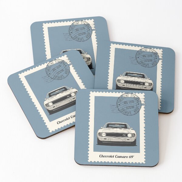 Item preview, 1969 Chevrolet Camaro RS Muscle Car Vintage Postage Stamp Art designed and sold by Motorline44.