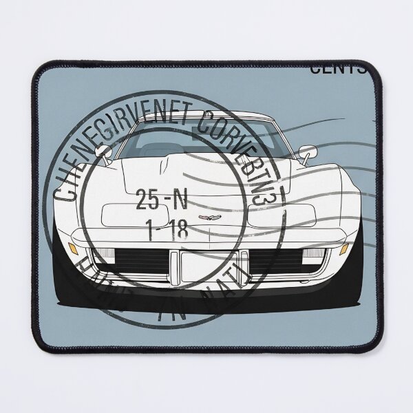 Item preview, 1975 Chevrolet Corvette C3 Technical Sketch Vintage Stamp Art designed and sold by Motorline44.