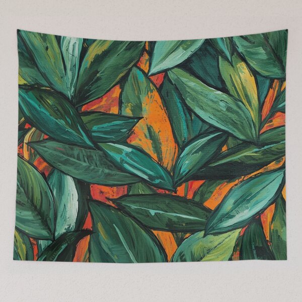 Item preview, Leaves with Orange Background designed and sold by Modern-Tropical.