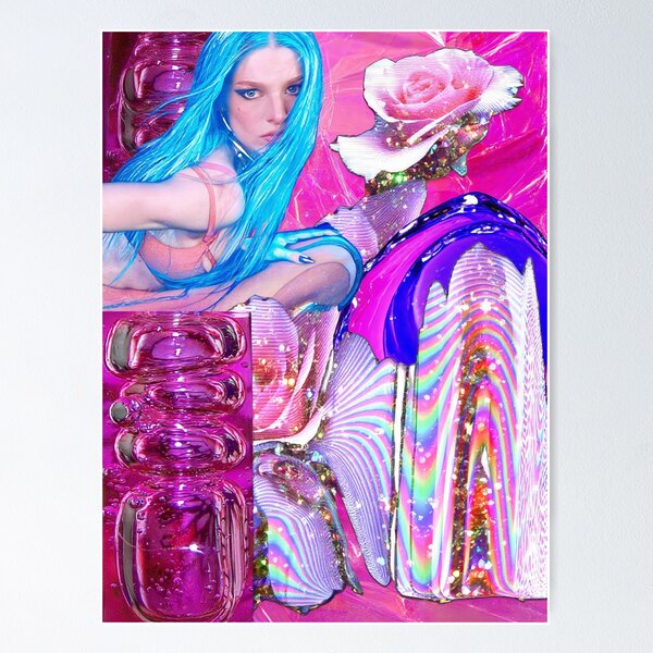 Item preview, The Dreamy Blue: Ethereal Hunter Schafer Portrait in Pink and Blue designed and sold by y2kponyclub.