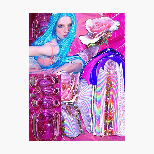 Item preview, The Dreamy Blue: Ethereal Hunter Schafer Portrait in Pink and Blue designed and sold by y2kponyclub.