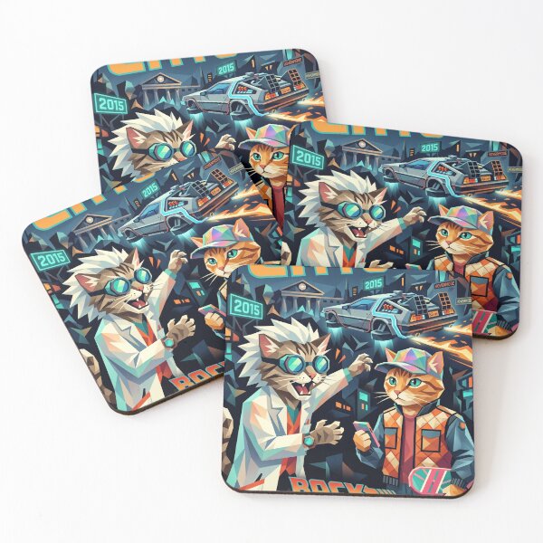 Item preview, Back to the Future II Cats – Retro Futuristic Geometric Art designed and sold by TheCoolCatsMx.
