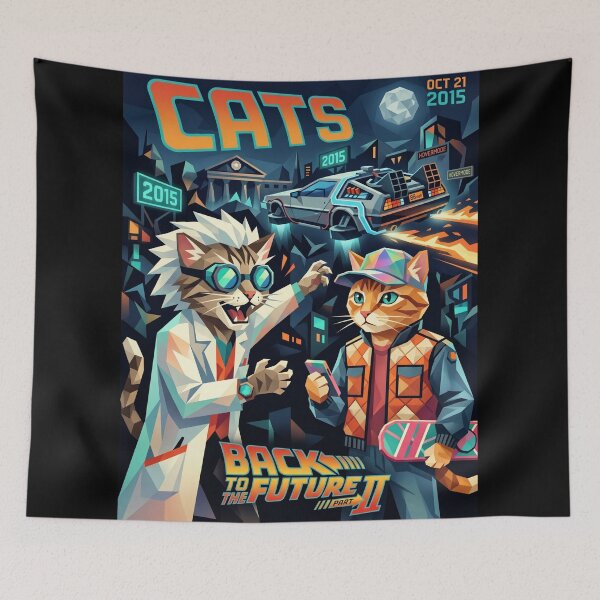 Item preview, Back to the Future II Cats – Retro Futuristic Geometric Art designed and sold by TheCoolCatsMx.