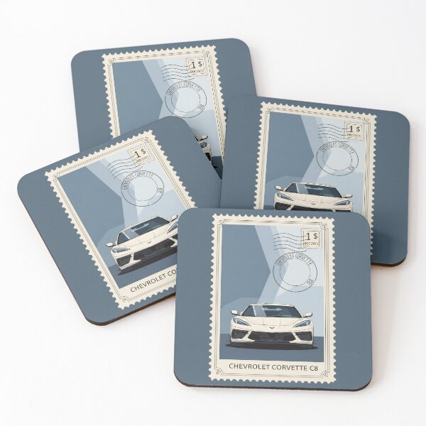 Item preview, Chevrolet Corvette C8 Stingray Modern Supercar Vintage Stamp Art designed and sold by Motorline44.