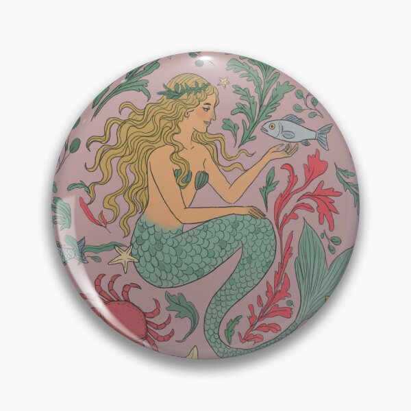 Item preview, Vintage Mermaids in Ocean Pink designed and sold by dmitterhofer.