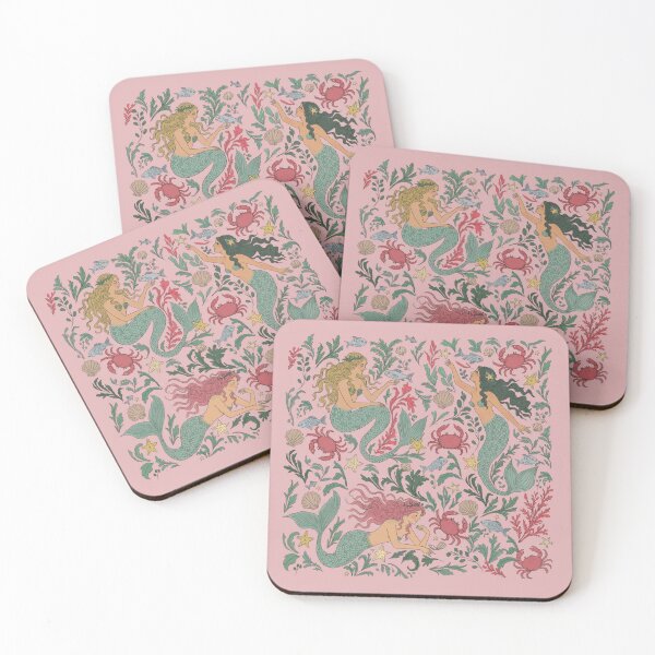 Item preview, Vintage Mermaids in Ocean Pink designed and sold by dmitterhofer.