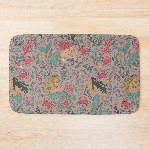Item preview, Vintage Mermaids in Ocean Pink designed and sold by dmitterhofer.