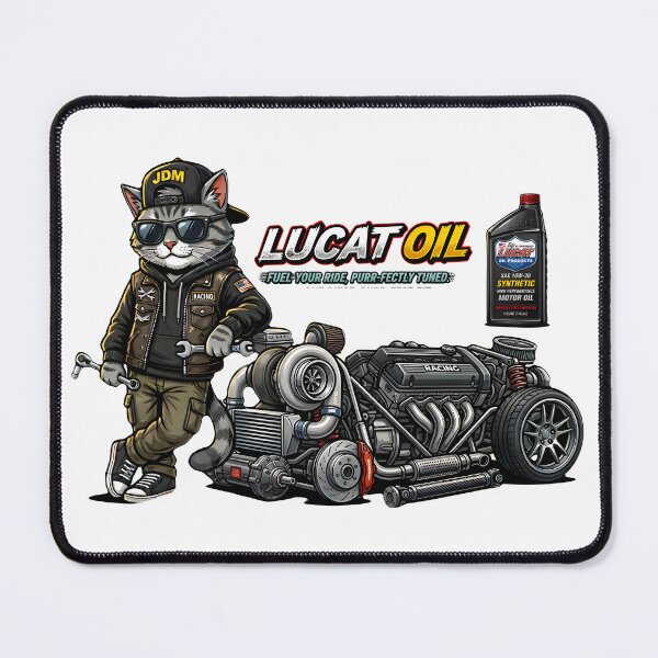 Item preview, Funny Mechanic Cat - Lucat Oil Performance Tuning designed and sold by abdosArts1.