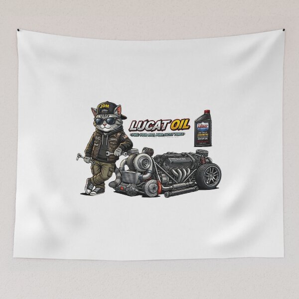 Item preview, Funny Mechanic Cat - Lucat Oil Performance Tuning designed and sold by abdosArts1.