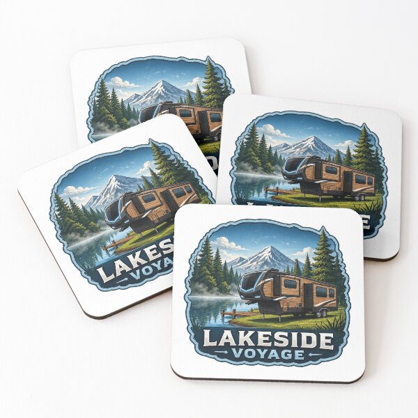 Item preview, Lakeside Voyage Fifth Wheel RV Art - Scenic Mountain Lake Camping Design designed and sold by SasquatchTrail.