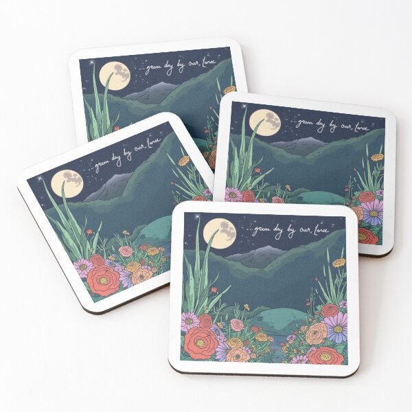 Item preview, Dreamy Full Moon Mountain Cottagecore Botanical Art designed and sold by MoonAndMossStudio.