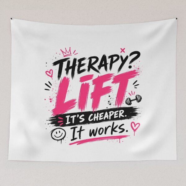Item preview, Therapy? Lift Funny Gym Meme Shirt designed and sold by StoryInCode.