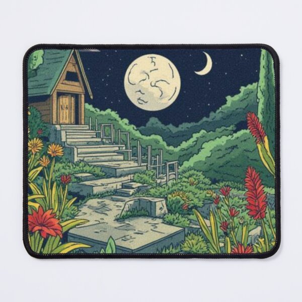 Item preview, Mystical Moonlight Forest Cabin Cottagecore Art designed and sold by MoonAndMossStudio.