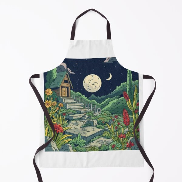 Item preview, Mystical Moonlight Forest Cabin Cottagecore Art designed and sold by MoonAndMossStudio.