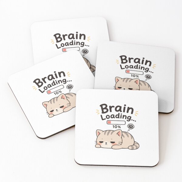 Item preview, Brain Loading Funny Cat Slow Thinking Cute Kawaii Lazy Cat Design designed and sold by Cute-Corne.