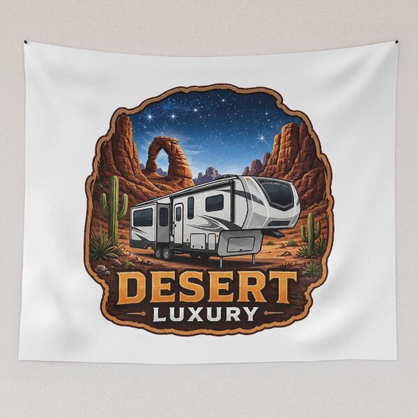 Item preview, Desert Luxury Fifth Wheel RV Art - Starry Night Southwest Camping Design designed and sold by SasquatchTrail.