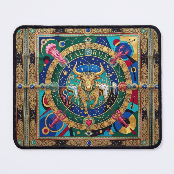 Item preview, Taurus. Zodiac sign Taurus. Gold, blue, red. Abstraction. designed and sold by Natalia-Vlad.