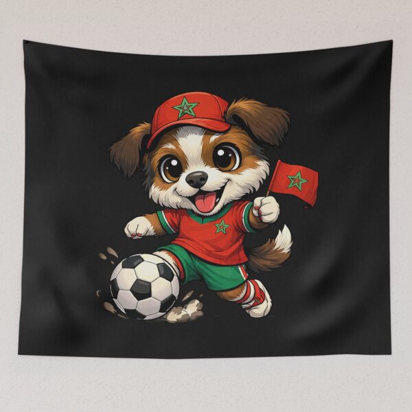 Item preview, Moroccan Soccer Dog Puppy Football Fan designed and sold by Tsugraf Designs.