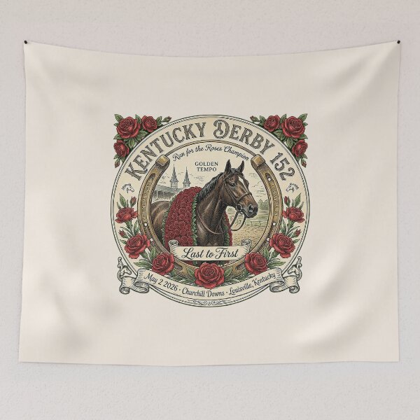 Item preview, Golden Tempo 2026 Kentucky Derby 152 horse racing design designed and sold by Ginny Luttrell.