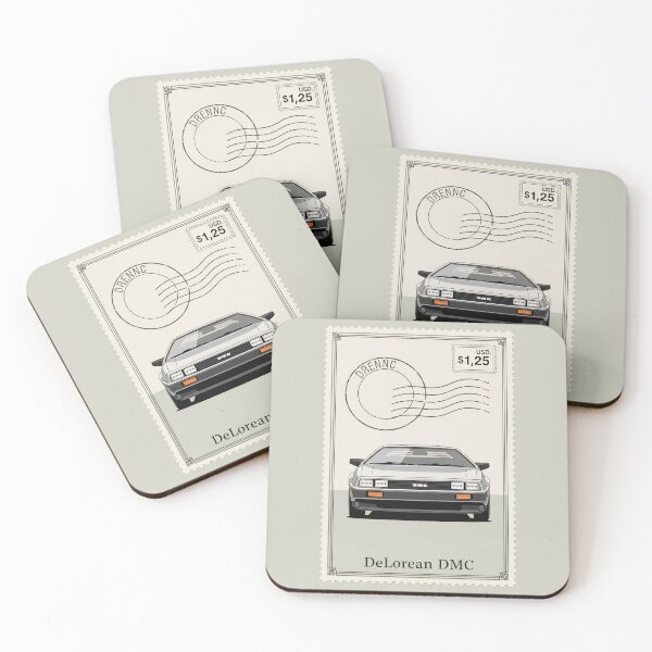 Item preview, DeLorean DMC-12 Retrofuturism Vintage Postage Stamp Art designed and sold by Motorline44.