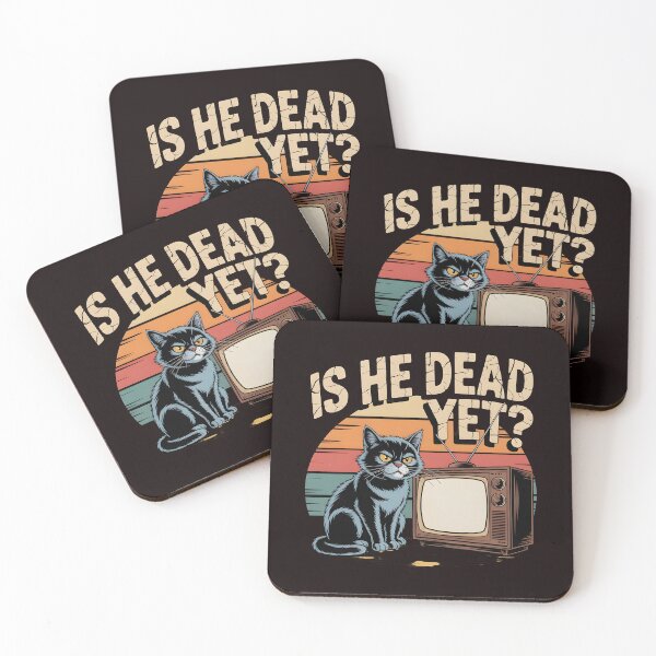 Item preview, Is He Dead Yet Cat – Dark Humor Black Cat Retro Sarcastic Design designed and sold by Redgiant87x.