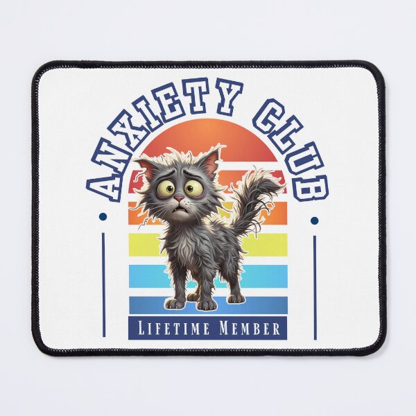 Item preview, Anxiety Club Lifetime Member Shirt, Funny Anxiety Cat Tee, Retro Vintage Style Mental Health Humor Shirt, Overstimulated Cat Graphic Tee designed and sold by LAJdesigns.