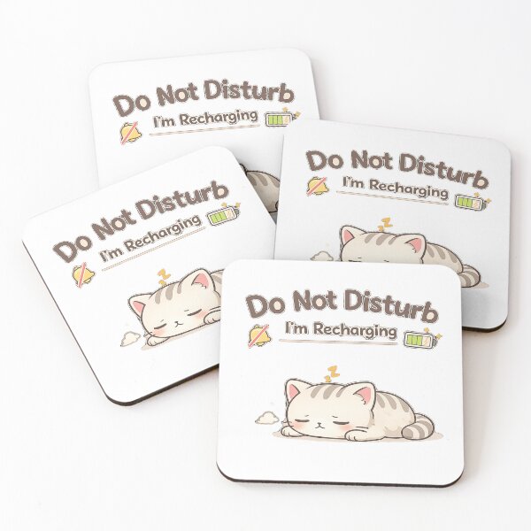 Item preview, Do Not Disturb I’m Recharging Cute Cat Introvert Kawaii Design designed and sold by Cute-Corne.