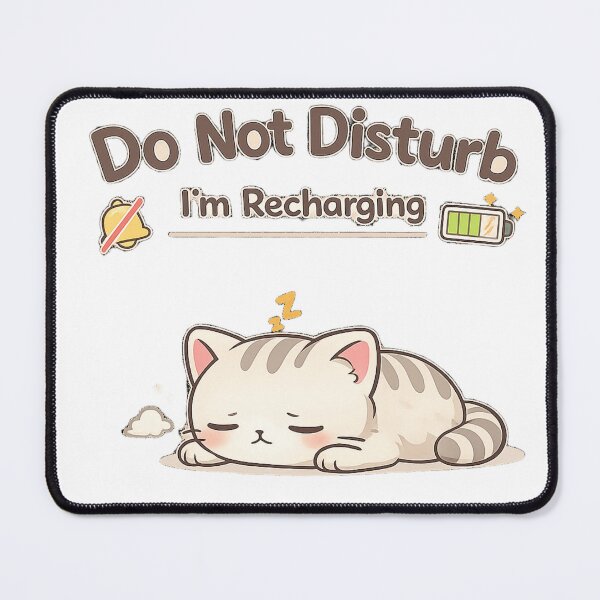 Item preview, Do Not Disturb I’m Recharging Cute Cat Introvert Kawaii Design designed and sold by Cute-Corne.