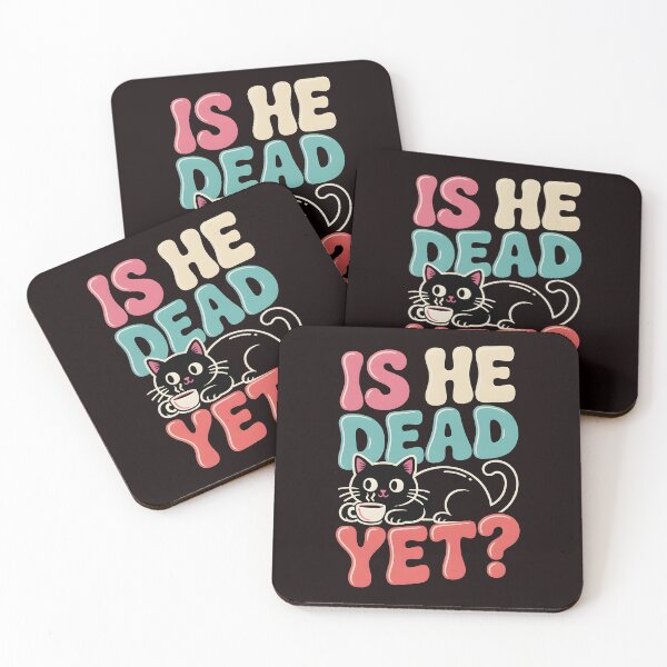 Item preview, Is He Dead Yet Cat – Funny Black Cat Dark Humor Retro Meme Design designed and sold by Redgiant87x.