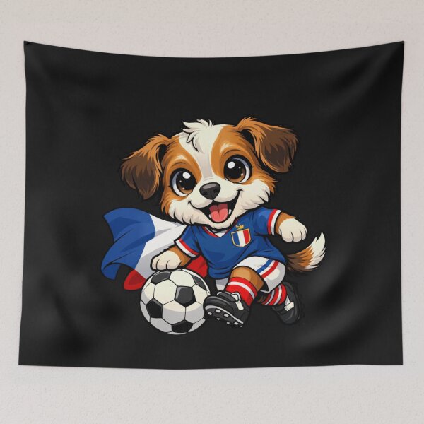 Item preview, Cute French Dog Soccer Fan Puppy Football designed and sold by Tsugraf Designs.