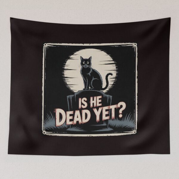 Item preview, Is He Dead Yet Cat Apparel – Retro Black Cat Sarcastic Dark Humor designed and sold by Redgiant87x.