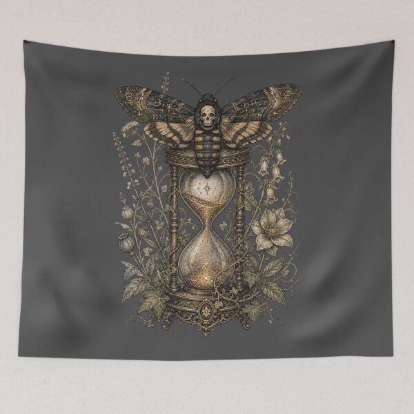 Item preview, Vintage Mystical Hawkmoth & Hourglass - Dark Academia Celestial Art designed and sold by Horizon Prime.