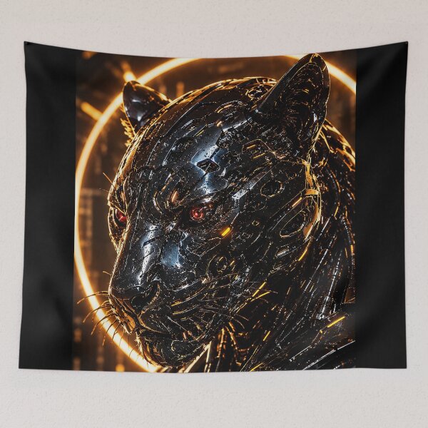 Item preview, Cybernetic Panther With Glowing Eyes designed and sold by nikkolaus.