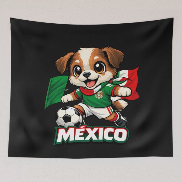 Item preview, Mexican Flag Soccer Dog Puppy Football Fan Design designed and sold by Tsugraf Designs.