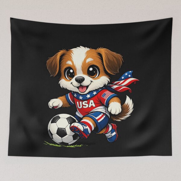 Item preview, Cute Puppy Soccer Player USA Flag Dog Lover designed and sold by Tsugraf Designs.