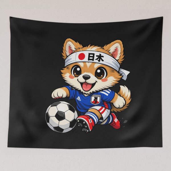 Artikelvorschau, Niedlicher Shiba Inu Fußballspieler Japan Fan Hund entworfen und verkauft von Tsugraf Designs.