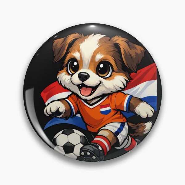 Artikelvorschau, Niederländischer Fußballhund Maskottchen Niederlande Flagge entworfen und verkauft von Tsugraf Designs.