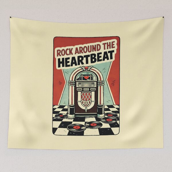 Item preview, Rock Around the Heartbeat Vintage Jukebox Valentine designed and sold by RamyGallery.