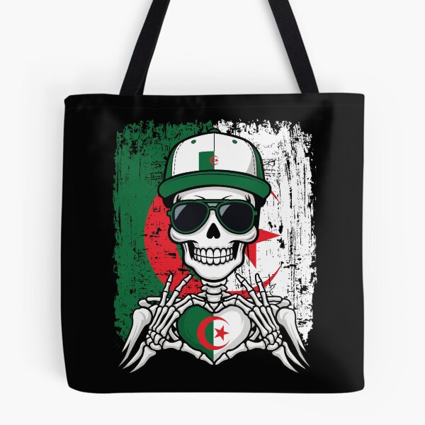 Artikelvorschau, T-Shirt mit Skelett-Motiv und Stolz auf Algerien entworfen und verkauft von Colorful Designs.