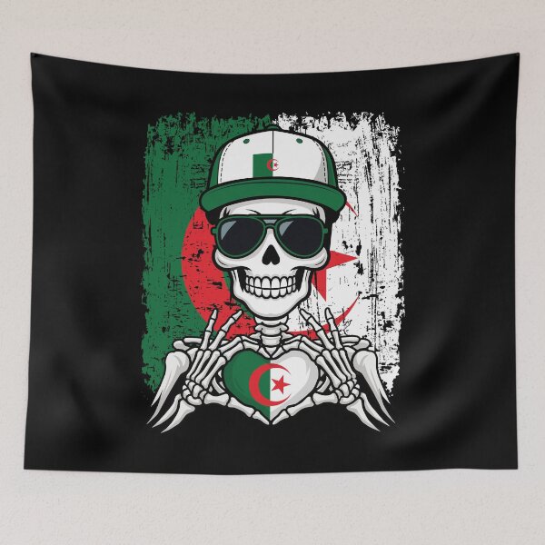 Artikelvorschau, T-Shirt mit Skelett-Motiv und Stolz auf Algerien entworfen und verkauft von Colorful Designs.