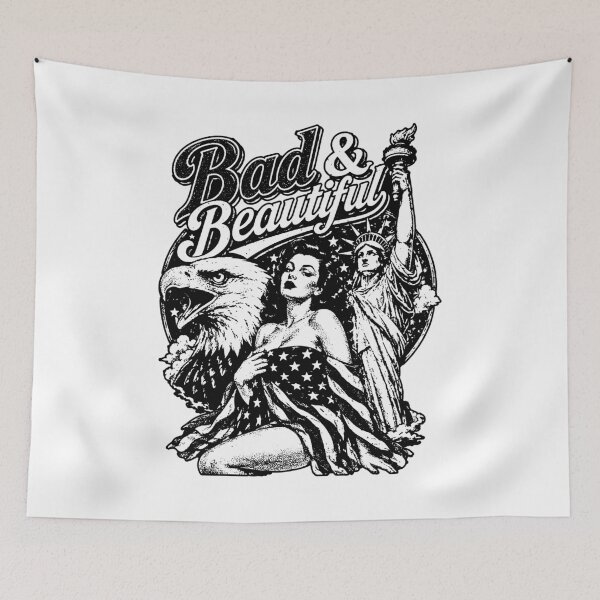 Item preview,  Bad and Beautiful Patriotic Woman Eagle Statue of Liberty black and white designed and sold by graphixpolash.