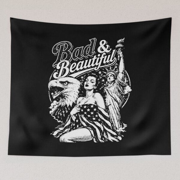 Item preview, Bad and Beautiful Patriotic Woman Eagle Statue of Liberty white and black designed and sold by graphixpolash.