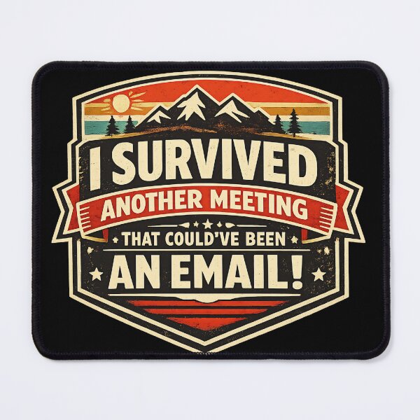 Item preview, I Survived Another Meeting Vintage Badge designed and sold by DAMi STORE.