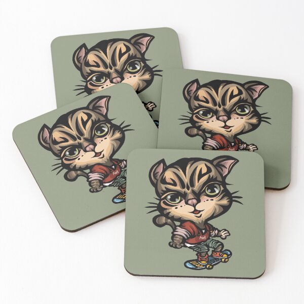 Item preview, SKATER TABBY: Radical Cat in Red Hoodie / 滑板酷貍：紅帽 T 街頭風貍花貓 / スケーター・タビー：赤いパーカーを着たファンキーなサバトラ猫 designed and sold by MeowdelStudio.
