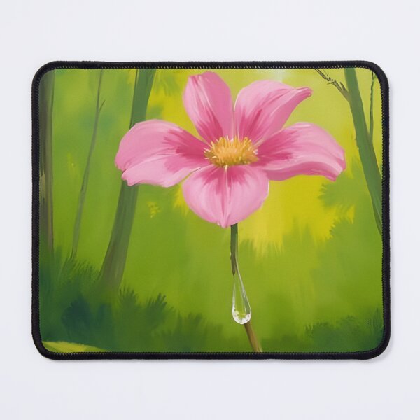 Item preview, Pink Flower Oil Painting with Morning Dewdrop designed and sold by NinaVibeStudio.