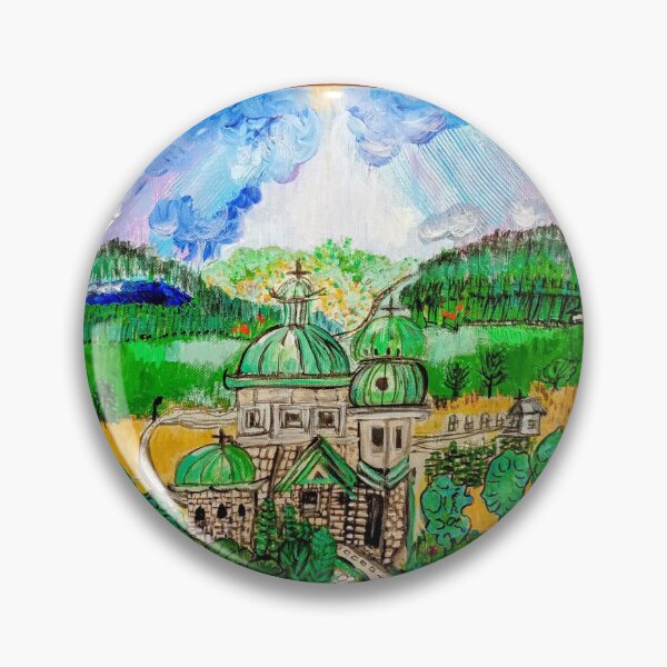 Item preview, Church in Klimontów original painting  designed and sold by Anihh @trauma_art.
