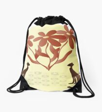 Cats with flowers Drawstring Bag
