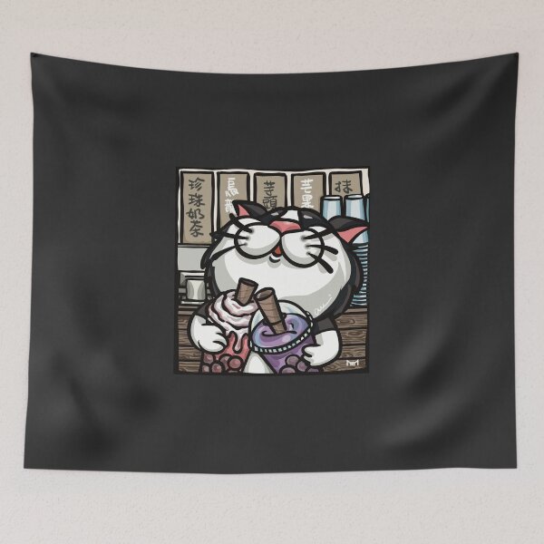 Item preview, BOBA-FELIS Bliss: Tuxedo Cat & Double Pearl Milk Tea / BOBA-FELIS 珍奶幸福：雙倍珍奶與賓士貓 / BOBA-FELIS 至福のタピオカ：ダブルタピオカミルクティーとタキシード猫 designed and sold by MeowdelStudio.